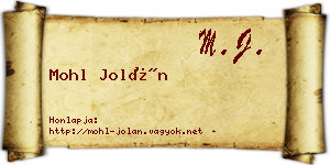 Mohl Jolán névjegykártya